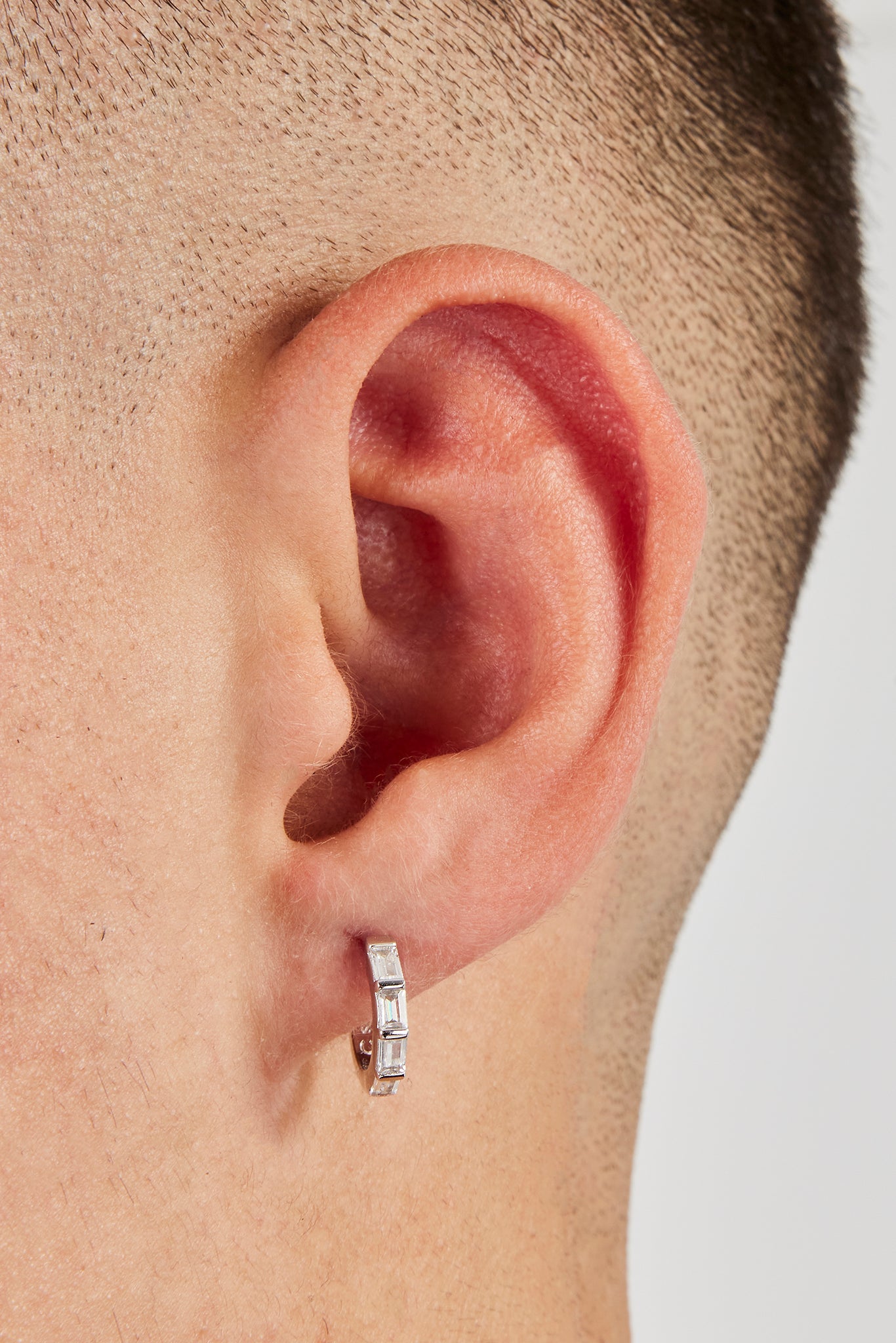 Iced Baguette Stone Huggie Earrings - 10mm